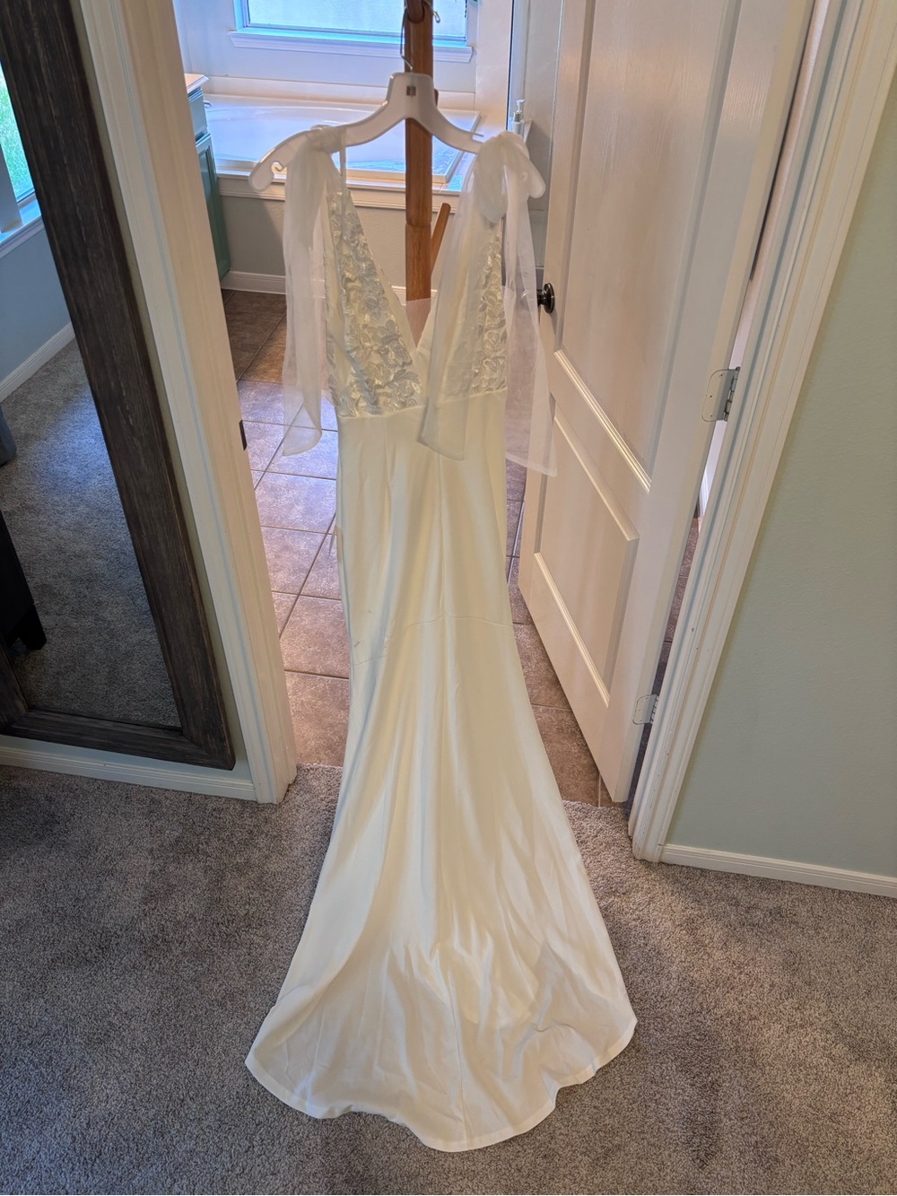 Lulu's Ivory Wedding Dress with Tie Shoulders